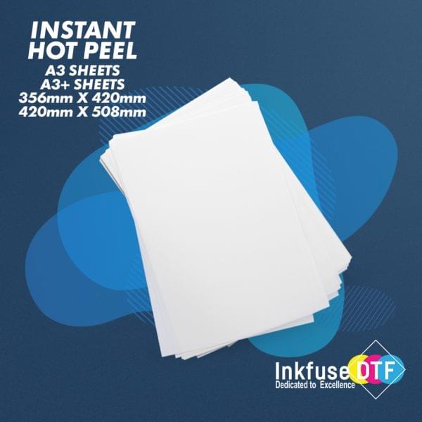 INKFUSE 100 Sheets INSTANT HOT PEEL DTF SHEETS Premium DOUBLE MATTE Side DTF Pet Transfer FILM