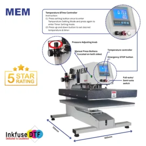 InkfuseDTF Pneumatic Swing Away Heat Press Spec V3